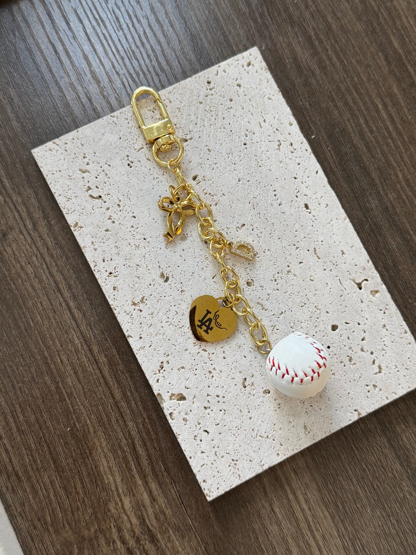 Game day engravable heart bag charm (Initial)