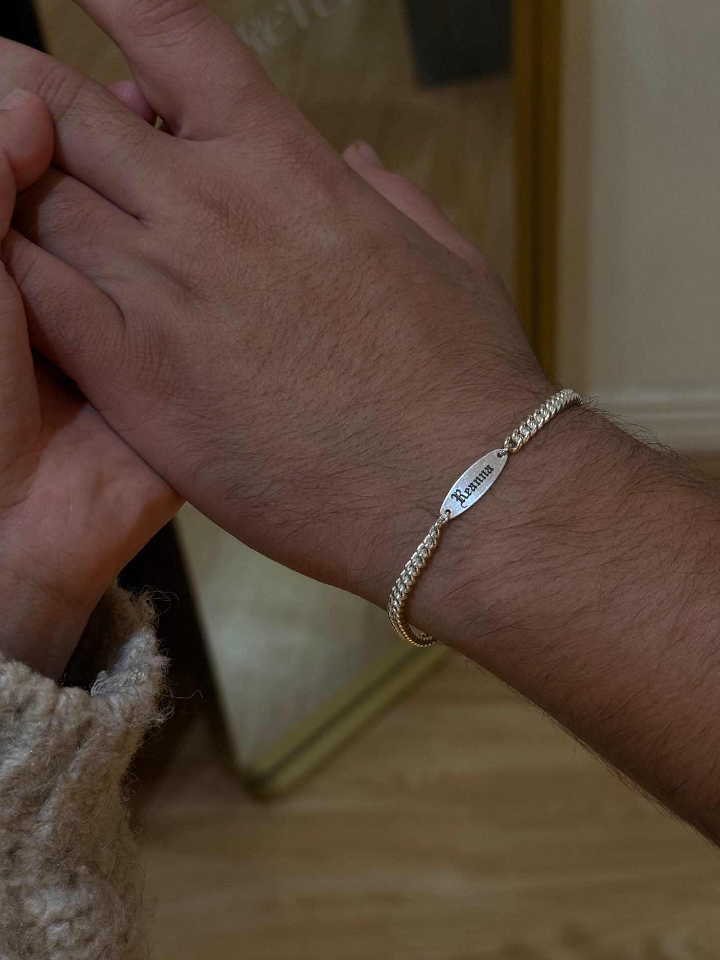 Sterling silver custom plaque thick bracelet
