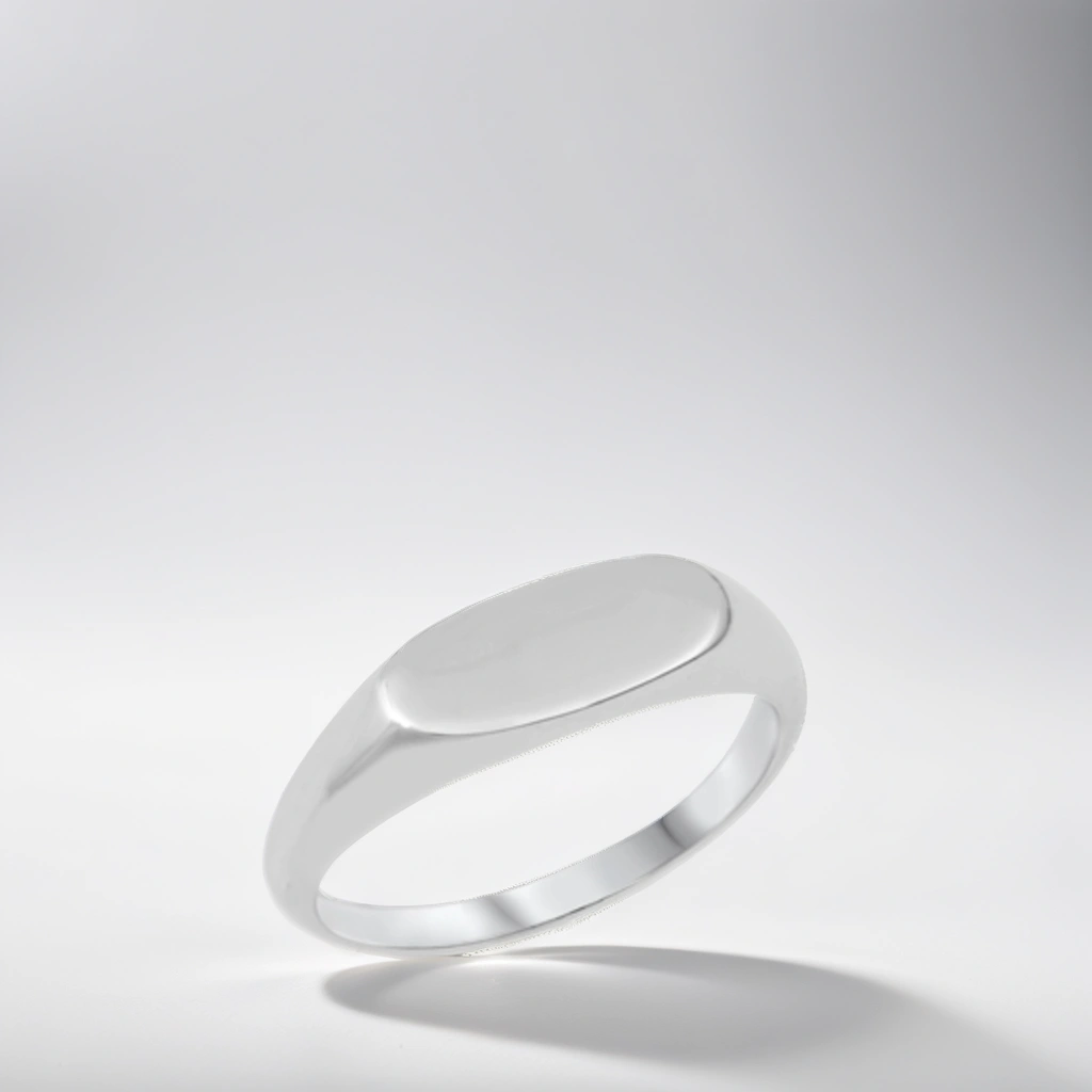 Oval long sterling silver signet ring - FOREVERLINKX