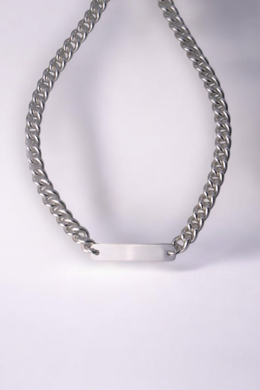 Sterling silver custom plaque thick bracelet
