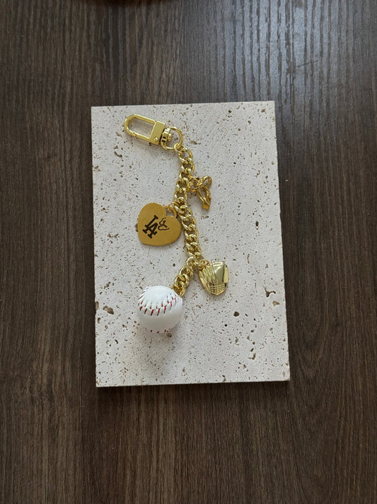 Game day engravable heart bag charm